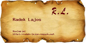 Radek Lajos névjegykártya